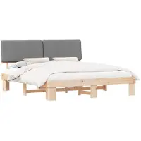 vidaXL Bettgestell mit gepolstertem Kopfteil Hellgrau 200 x 200 cm