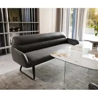 DELIFE Esszimmerbank Taya-Flex 200 cm Mikrofaser Anthrazit Vintage Kufengestell flach Schwarz Taschenfederkern