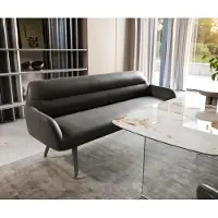 DELIFE Esszimmerbank Taya-Flex 200 cm Mikrofaser Anthrazit Vintage Kufengestell flach Effektfinish Titan Taschenfederkern
