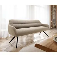DELIFE Esszimmerbank Taya-Flex 200 cm Bouclé Schlamm Kreuzgestell kantig Schwarz Taschenfederkern