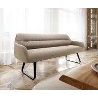 DELIFE Esszimmerbank Taya-Flex 200 cm Bouclé Schlamm Kufengestell flach Schwarz Taschenfederkern