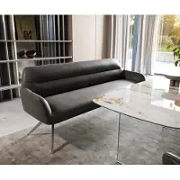 DELIFE Esszimmerbank Taya-Flex 200 cm Mikrofaser Anthrazit Vintage Kreuzgestell kantig Edelstahl Taschenfederkern