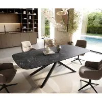 DELIFE Esstisch Edge Boot 240x120 cm Keramik Laminam Nero Greco Anthrazit Kreuzgestell Rechteck Schwarz