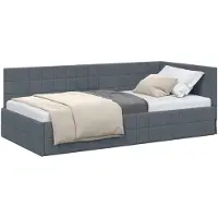 vidaXL Eckbettgestell mit Kopfteil Dunkelgrau 90 cm x 190 cm Samt