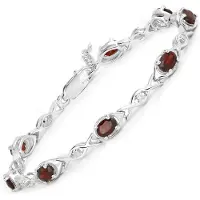 Vira Jewels Armband 925-Sterling Silber rhodiniert Glänzend Granat bordeaux