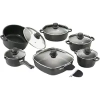 Kärcher Topfset (Aluguss, 12-teilig, Teflon-Classic-Antihaftbeschichtung, inkl. Glasdeckel und 2 Thermogrips)