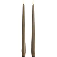 Moods & More LED taper candle - Slim - Dark sand - 23x300 mm - 2 pcs