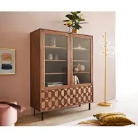 DELIFE Vitrine Fevo 115x150 cm Akazie Braun L-Fuß