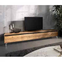 DELIFE Lowboard Stonegrace 240 cm Akazie Natur 4 Türen Fuß Oval Edelstahl