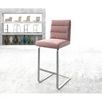 DELIFE Barstuhl Pela-Flex Samt Rosé Freischwinger flach Edelstahl