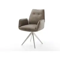DELIFE Esszimmerstuhl Zoa-Flex Mikrofaser Taupe Vintage Kreuzgestell kantig Edelstahl Taschenfederkern