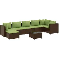 vidaXL 8-tlg. Garten-Lounge-Set mit Kissen Braun Poly Rattan