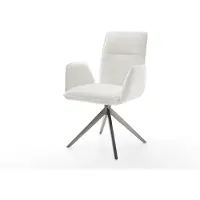 DELIFE Drehstuhl Vinja-Flex Bouclé Soft Beige Kreuzgestell breit Graphit 360° drehbar Wippfunktion