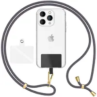 Nalia Handyband + Pad für Hülle zum Umhängen, Karabinerhaken Anhänger aus Metall (gold)
