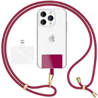 Nalia Handyband + Pad für Hülle zum Umhängen, Karabinerhaken Anhänger aus Metall (gold)