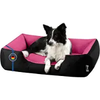 BedDog Hundebett LUPI waschbar,(L) ca. 80x65x18cm,BLACK-PASSION (schwarz/pink)
