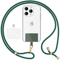 Nalia Handyband + Pad für Hülle zum Umhängen, Karabinerhaken Anhänger aus Metall (gold)