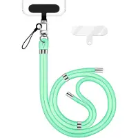 Nalia HoldMe Edition - Lanyard mit Karabiner Silber & 2 Pads - Universal Handykette Nylon Umhänge Band - Türkis