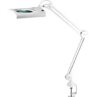 Industrial Quality Supplies LED-Lupenleuchte Glaslinse 190,5mm (7,5 Zoll) Tischklemme weiß Abdeckung,ecki. Kopf