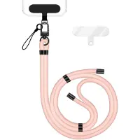 Nalia HoldMe Edition - Lanyard mit Karabiner Schwarz & 2 Pads - Universal Handykette Nylon Umhänge Band - Rosa