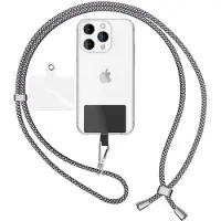 Nalia Universal Lanyard mit 2 Pads & Karabinerhaken - 160cm Handykette zum Umhängen - Schwarz Weiß Panda