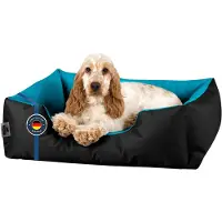 BedDog Hundebett LUPI waschbar,(S) ca. 55x40x17cm,BLUE-SKY (schwarz/blau)