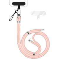 Nalia HoldMe Edition - Lanyard mit Karabiner Silber & 2 Pads - Universal Handykette Nylon Umhänge Band - Rosa