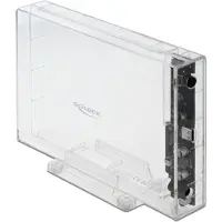 DeLOCK Externes Gehäuse für 3.5″ SATA HDD mit USB Type-C Buchse transparent - werkzeugfrei, HDD / SSD-Gehäuse, 2.5/3.5", Serial ATA III, Hot-Swap, USB Anschluss, Transparent
