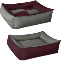BedDog 2in1 Hundebett,(L) ca. 80x65x18cm,CHERRY-ROCK (bordeaux/grau)