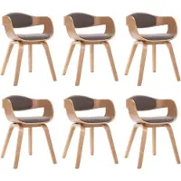 vidaXL Esszimmerstühle 6 Stk. Bugholz und Taupe Stoff