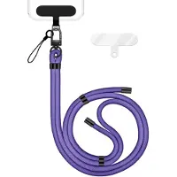 Nalia HoldMe Edition - Lanyard mit Karabiner Schwarz & 2 Pads - Universal Handykette Nylon Umhänge Band - Blau Lila