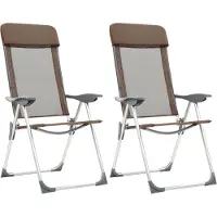 vidaXL Klappbare Campingstühle 2 Stk. Aluminium Braun