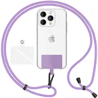 Nalia HoldMe Air Edition - Universal Lanyard mit 2 Pads & Karabinerhaken (matt-schwarz) - 160cm Handyband zum Umhängen - Lila