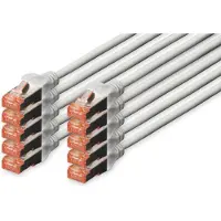 Digitus CAT 6 S/FTP Patchkabel, 10 Stück, 2 m, Cat6, S/FTP (S-STP), RJ-45, RJ-45, Grau
