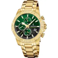 Festina Herren Armbanduhr Timeless Chronograph F20705/6 Edelstahl gelbgold IP