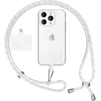 Nalia Universal Lanyard mit 2 Pads & Karabinerhaken - 160cm Handykette zum Umhängen - Weiß Silber