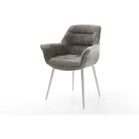 DELIFE Esszimmerstuhl Kaira-Flex Bouclé Soft Schlamm 4-Fuß konisch Edelstahl