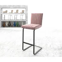DELIFE Barstuhl Luiga-Flex Samt Rosé Freischwinger flach Metall