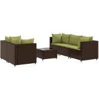 vidaXL 6-tlg. Garten-Lounge-Set mit Kissen Braun Poly Rattan