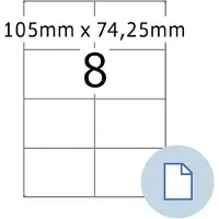 Herma Blattetiketten 8408, permanenthaftend, bedruckbar, B 105 x H 74 mm, Papier, weiß, 4000 Stück/500 Blatt