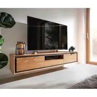 DELIFE Lowboard Stonegrace 175 cm Akazie Natur 2 Türen 1 Fach 1 Schublade Steinfurnier schwebend
