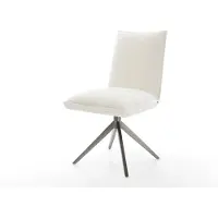 DELIFE Drehstuhl Lelio-Flex Bouclé Soft Beige Kreuzgestell breit Graphit 360° drehbar Wippfunktion Taschenfederkern