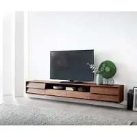 DELIFE Lowboard Eloi 240x35 cm Akazie Braun 2 Türen 2 Schubladen schwebend