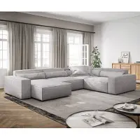 DELIFE Wohnlandschaft Sirpio XL 360x260 cm Cord Silbergrau Recamiere variabel
