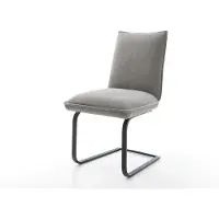 DELIFE Freischwinger Lelio-Flex Strukturstoff Soft Grau Freischwinger flach Schwarz Taschenfederkern