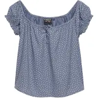 Superdry für Damen. W6012219A Top mit Knöpfen blau (XS), Lässig, Viskose, Kurzarm