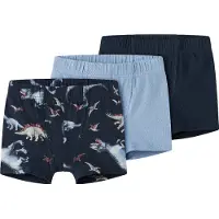 Name It Mini Boxershorts "NMMTIGHTS 3P NAVY DINO NOOS" Packung, 3 Stk. Baumwollmischung, mit Dino Druck und uni im Set