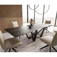 DELIFE Esstisch Edge 200-300x100 Keramik LaminamNoir Desir Braun Spider Flachstahl Schwarz ausziehbar