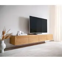 DELIFE Lowboard Kayu 220 cm Akazie Natur 4 Türen schwebend