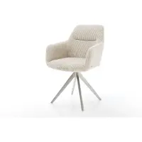 DELIFE Esszimmerstuhl Pejo-Flex Cord Beige Kreuzgestell kantig Edelstahl Taschenfederkern